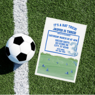 Blauer Fußball-Hattrick, 3. Geburtstag Einladung