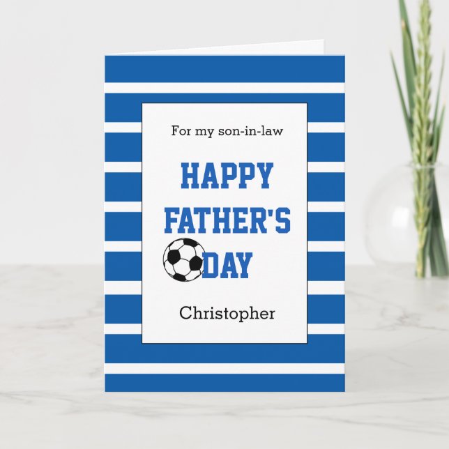 Blauer Fußball-Vater-Tag Schwiegersohne Karte (Vorderseite)