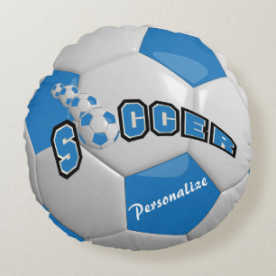 Blauer Fußballball DIREKT Rundes Kissen