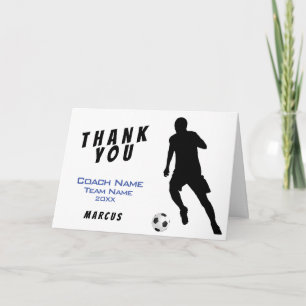 Blauer Fußballspieler Danke Trainer Karte
