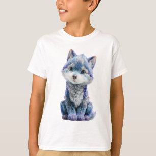 Blauer Galaxie-Wolf-Welpe Kinder T-Shirt