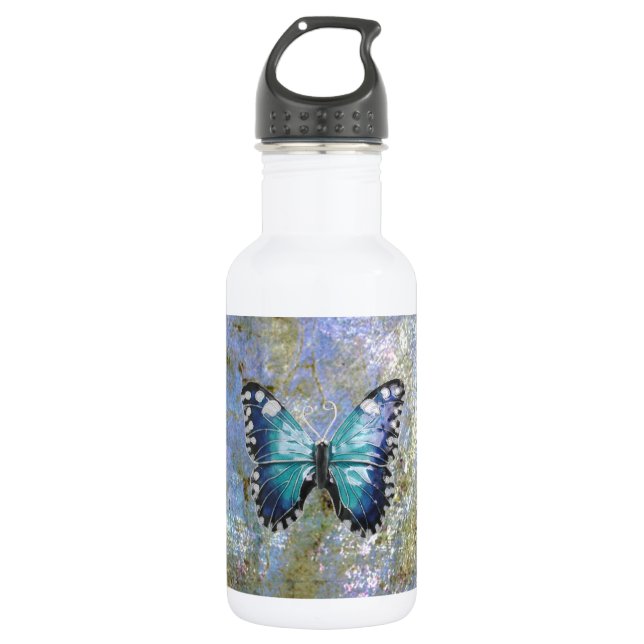 Blauer Galaxy Butterfly Trinkflasche (Vorderseite)