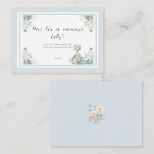 Blauer Gänse-Mama-Bauch-Ratspiel für Baby Shower Begleitkarte