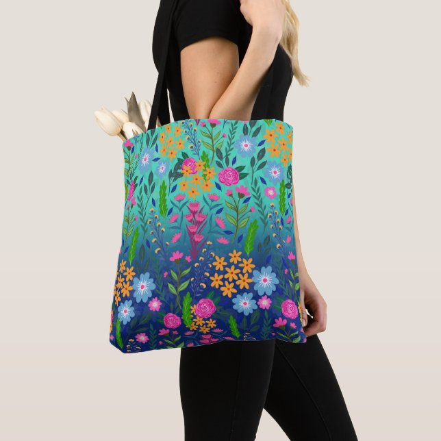 Blauer Garten Blume Hübsches Design Tasche (Von Nahem)