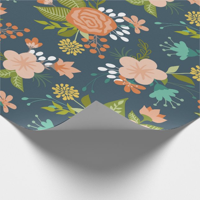 Blauer Garten Blumendesign Geschenkpapier (Ecke)