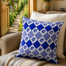 Blauer Garten | Diamond Pattern Gewindekissen