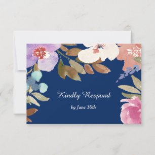 Blauer Garten Hochzeit von Navy RSVP Karte