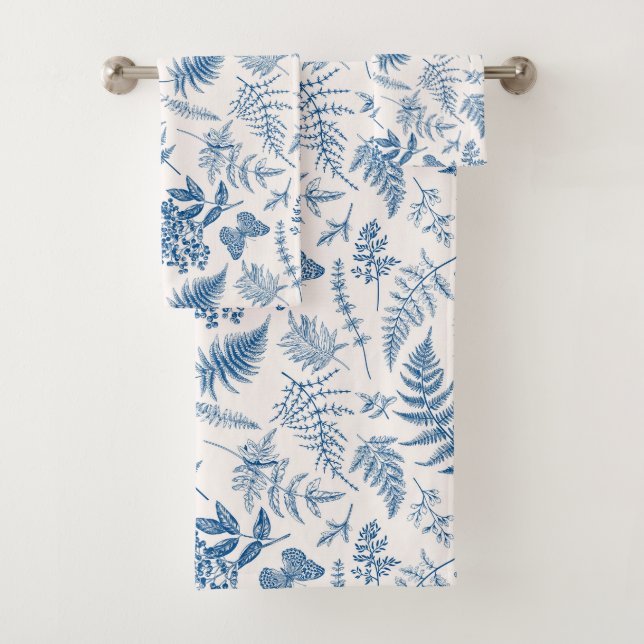 Blauer Garten Schmetterling und Blumengarten Muste Badhandtuch Set (Insitu)