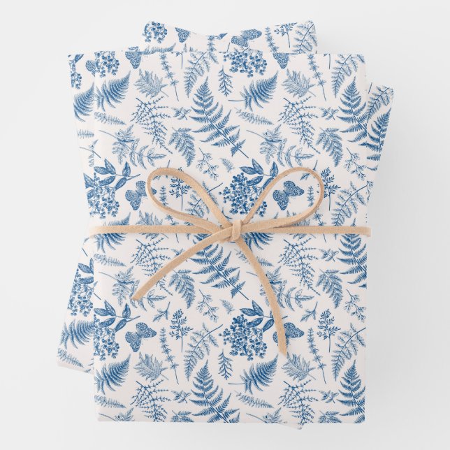 Blauer Garten Schmetterling und Blumengarten Muste Geschenkpapier Set (Beispiel)