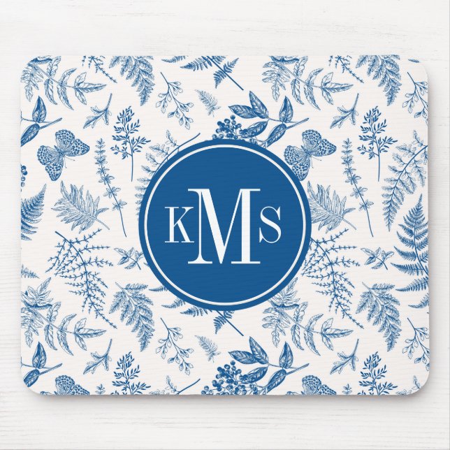 Blauer Garten Schmetterling und Blumengarten Muste Mousepad (Vorne)