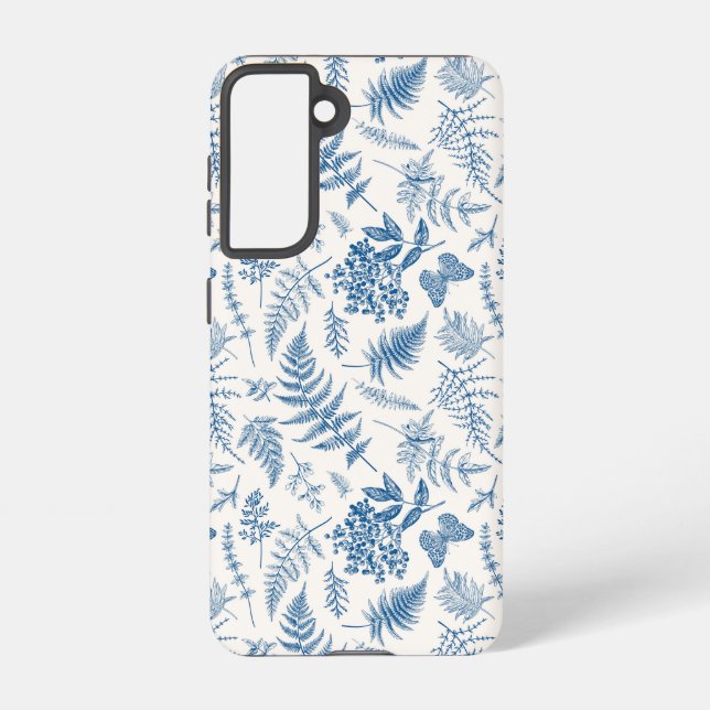 Blauer Garten Schmetterling und Blumengarten Muste Samsung Galaxy Hülle (Rückseite)
