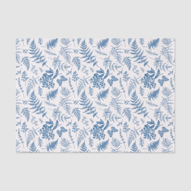 Blauer Garten Schmetterling und Blumengarten Muste Seidenpapier (Vorderseite)