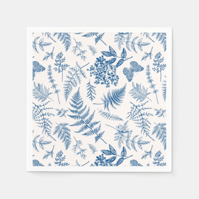 Blauer Garten Schmetterling und Blumengarten Muste Serviette (Vorderseite)