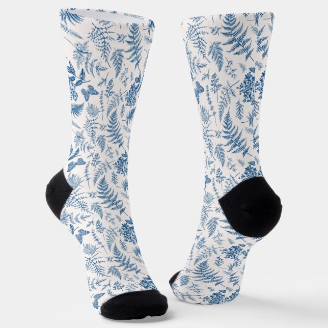 Blauer Garten Schmetterling und Blumengarten Muste Socken (Gewinkelt)