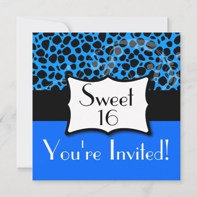 Blauer Geburtstag des Gepard-Bonbon-16 Einladung (Vorderseite)