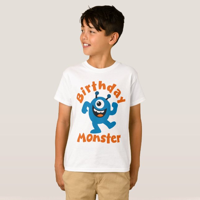 Blauer Geburtstagsmonster T-Shirt (Vorne ganz)