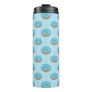 Blauer gefrorener Donut mit Streuseln Cartoon Thermosbecher
