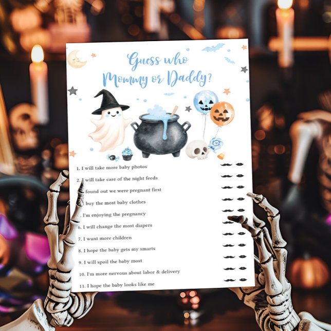 Blauer Geist Little Boo Errate wer Mami oder Papi  (Boy Little Boo Baby Shower Guess Who Mommy or Daddy Game)