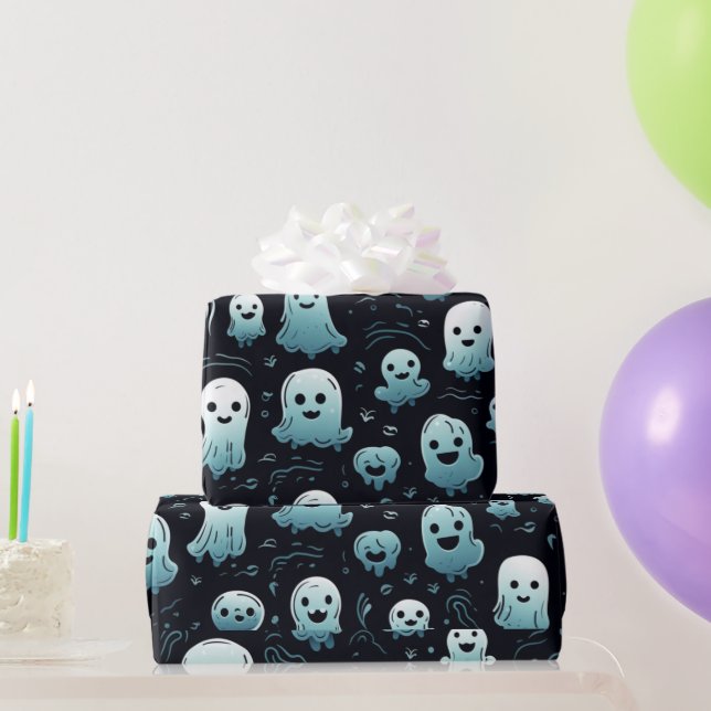 Blauer Geist Niedlich Modernes Adventure Black Hal Geschenkpapier (Partygeschenke)