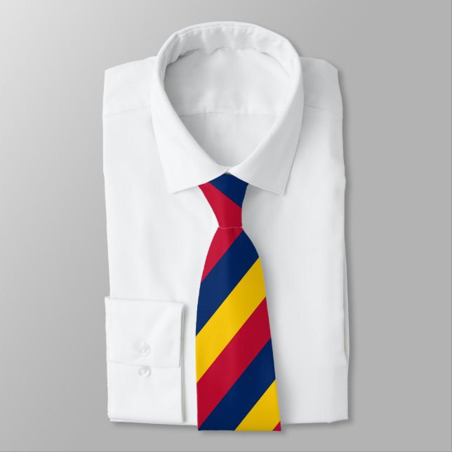 Blauer Gelb und roter Regimentalstreifen Krawatte (Gebunden)