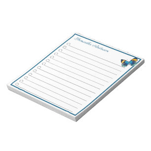 Blauer Gelber Schmetterlingspfad Personalisierter Notizblock