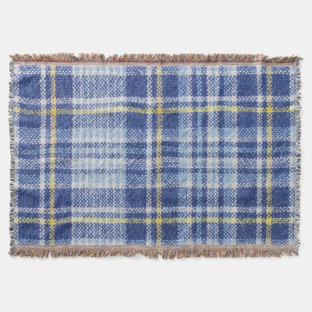 Blauer Gelber Tartan: Modische Karierte Decke (Vorderseite)