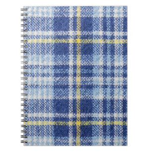 Blauer Gelber Tartan: Modische Karierte Notizblock