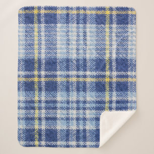 Blauer Gelber Tartan: Modische Karierte Sherpadecke