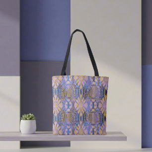 Blauer, gelber und violetter Batik-Stil Tasche