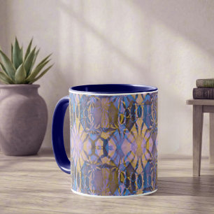 Blauer, gelber und violetter Batik-Stil Tasse