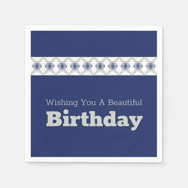 Blauer Gemusterter Akzent Serviette (Vorderseite)