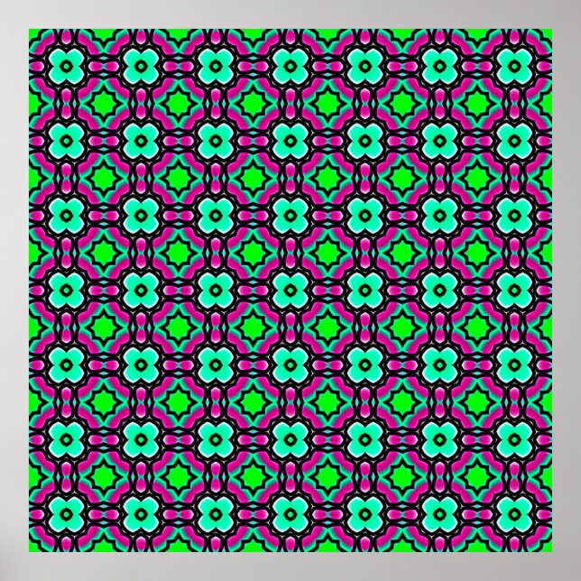 Blauer geometrisch gemalt, nahtlos gemustert, poster (Vorne)