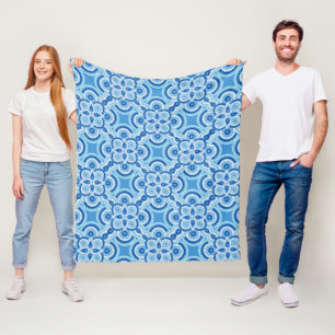 Blauer geometrischer Ausdruck Fleece Blanket