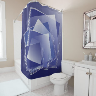 Blauer geometrischer Berst Duschvorhang