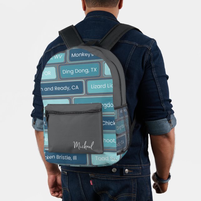 Blauer geometrischer Rahmen Bedruckter Rucksack (Insitu (Modell))