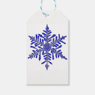 Blauer Geschenkanhänger in Schneeflockenform