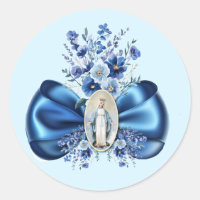 Blauer gesegnete Mutter Mary Floral Religious kath