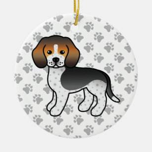 Blauer getickter Beagle Hund Niedlicher Cartoon Il Keramik Ornament