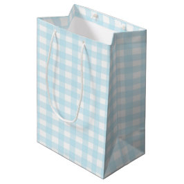 Blauer Gingham 1 Mittlere Geschenktüte