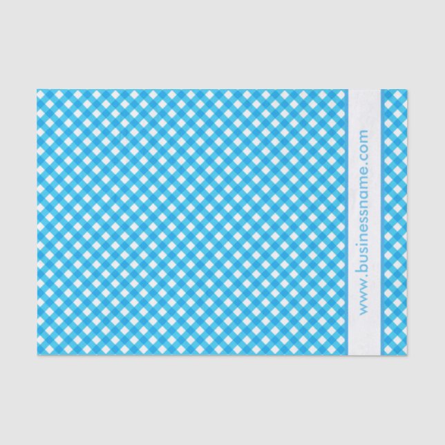Blauer Gingham Benutzerdefinierter Text Seidenpapier (Vorderseite)