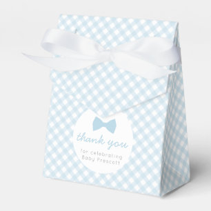 Blauer Gingham Bogen Krawatten Babydusche Geschenkschachtel