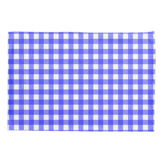Blauer Gingham Kissenbezug (Rückseite)