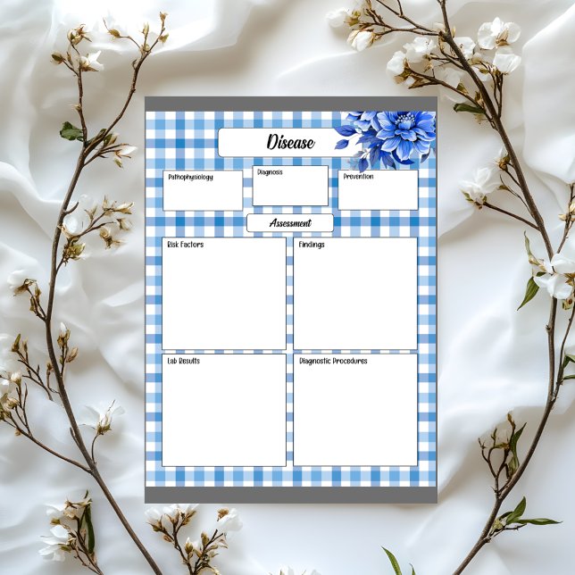 Blauer Gingham _ Krankheitszeit 1 Notizblock (Von Creator hochgeladen)