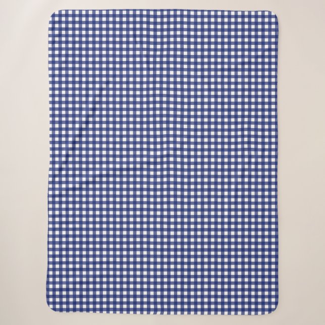 Blauer Gingham mit Schachbrettmuster im Stil Sherpadecke (Vorderseite)