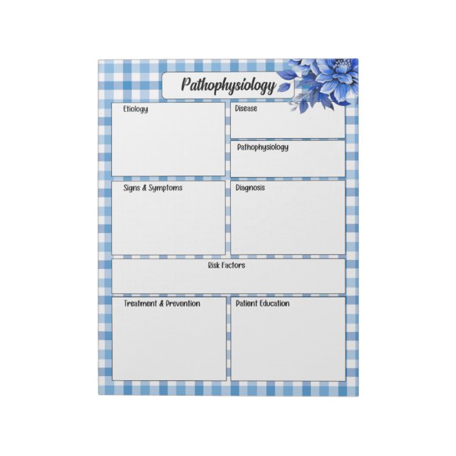 Blauer Gingham_ Pathophysiologie Temp Notizblock (Rotiert)