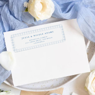 Blauer Gingham-Teddybär neutrale Babyparty