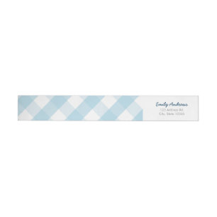 Blauer Gingham-Umgriffsadressen-Etiketten