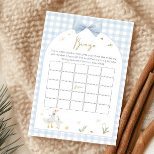 Blauer Gingham Verrückter Gans Baby Shower Bingo S