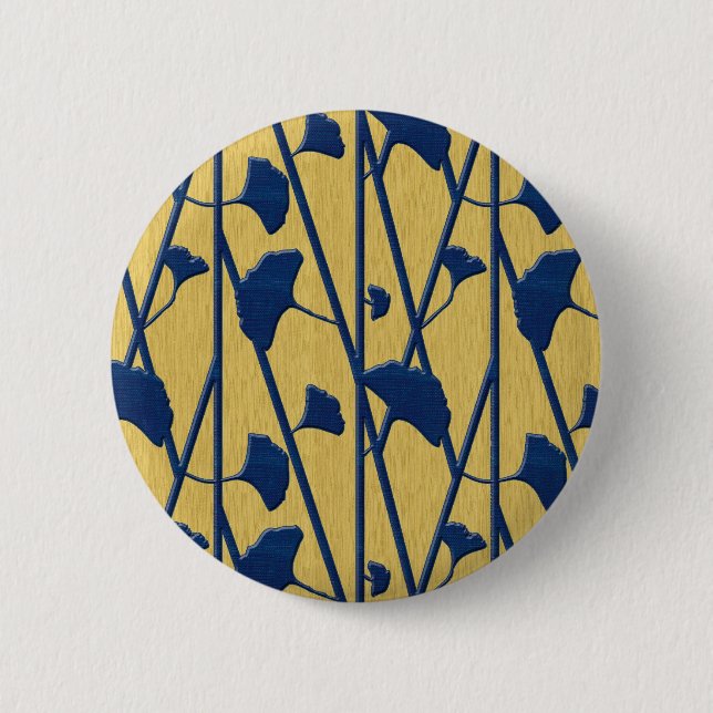Blauer Ginkgo Button (Vorderseite)