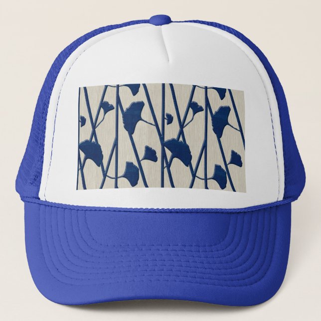 Blauer Ginkgo Truckerkappe (Vorderseite)